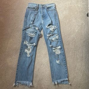 Carmar denim distressed unique high rise jeans